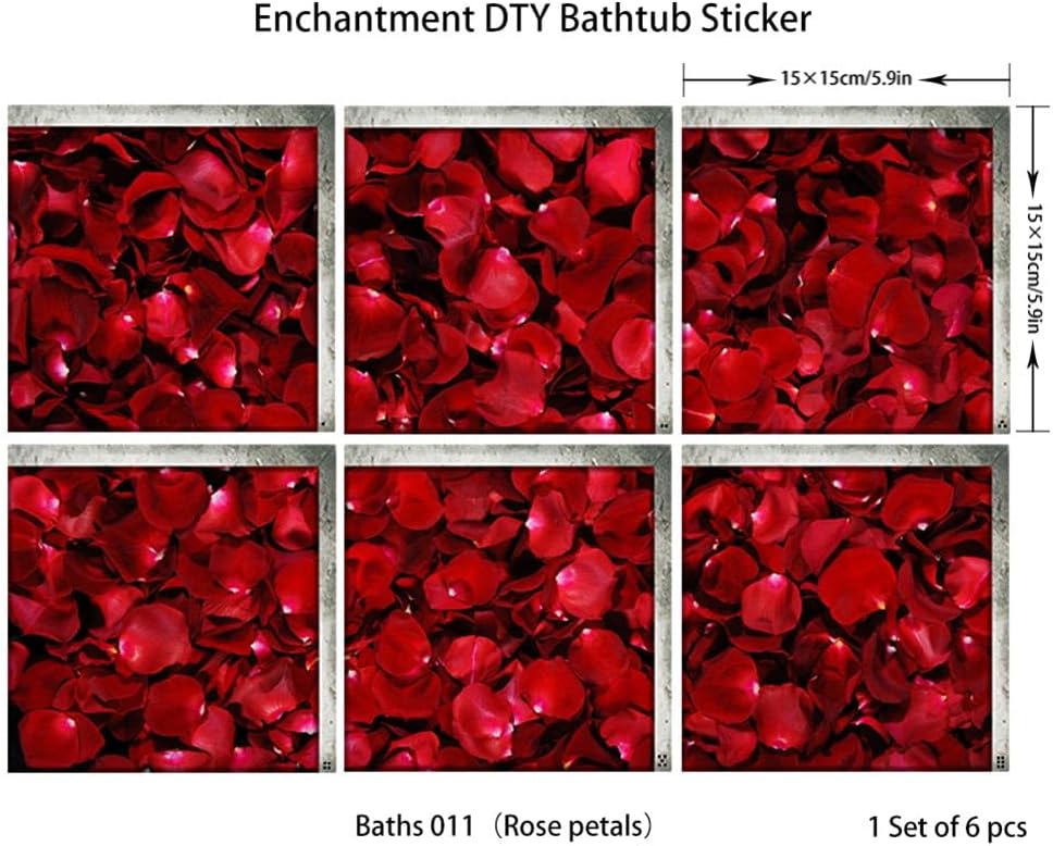 Elegant Non-Slip Bathtub Stickers for Adults Red Rose Petal Design