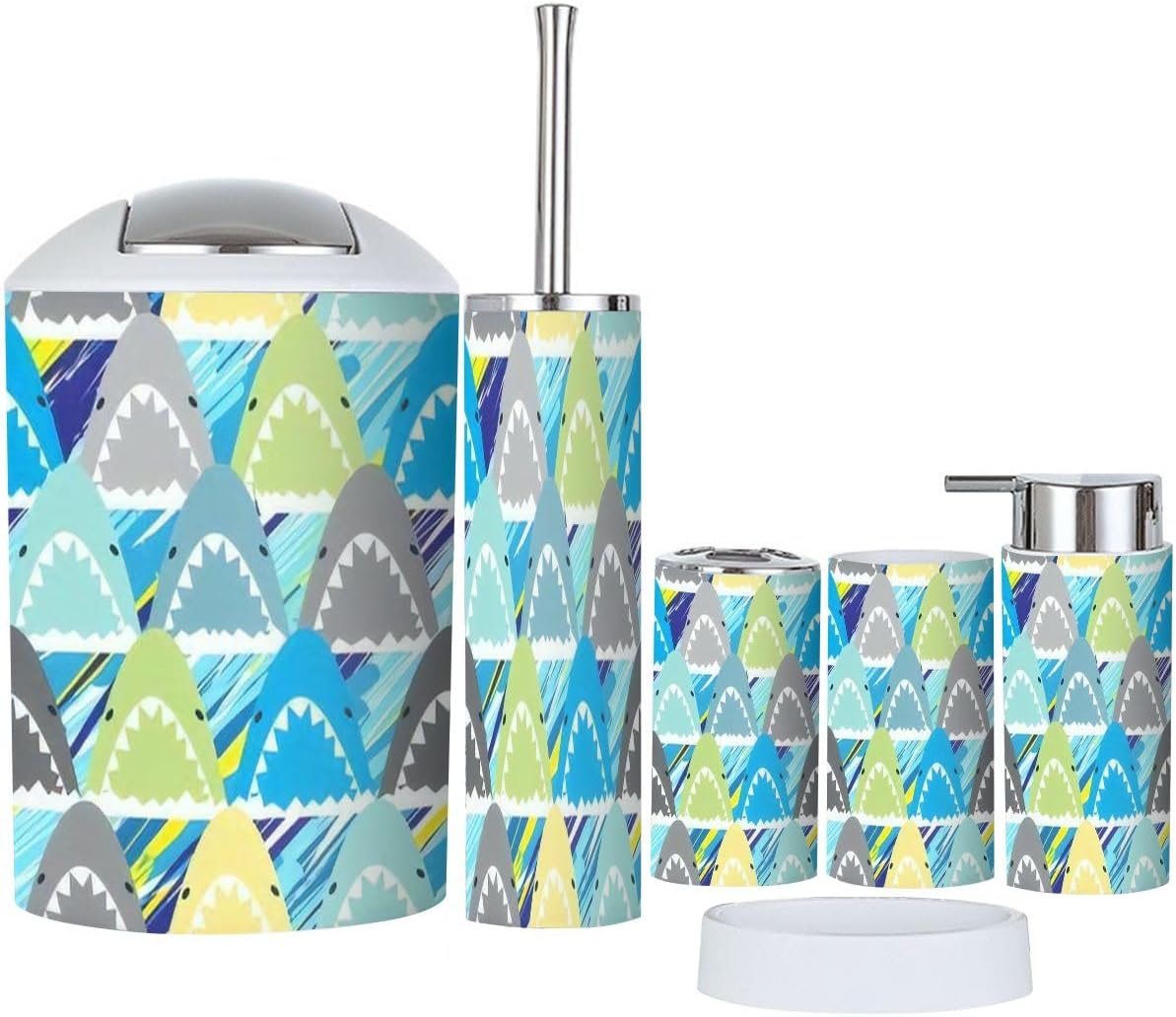 6-Piece Multicolored Bathroom Accessories Set