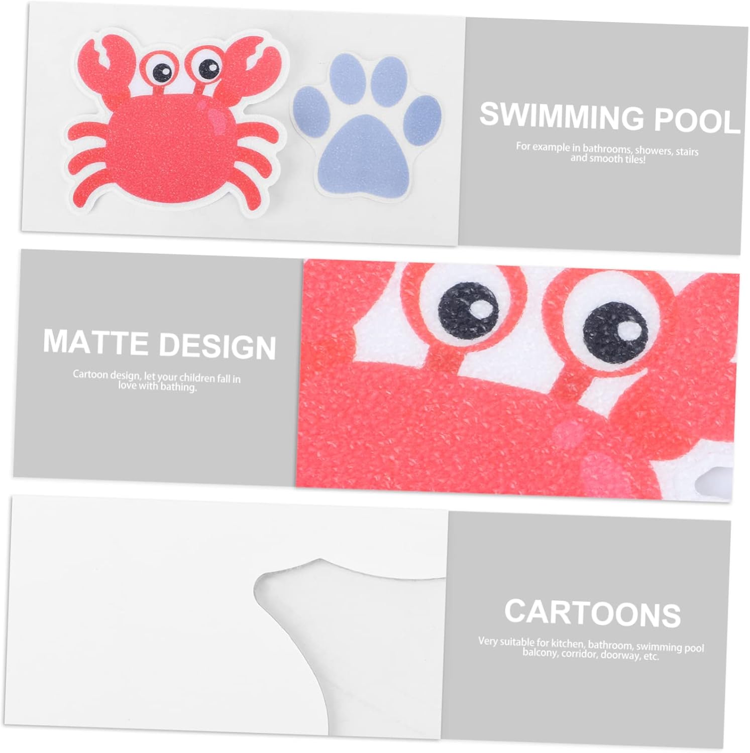 VOSAREA 8Pcs Cartoon Bathtub Stickers Self Adhesive Non Slip Decals