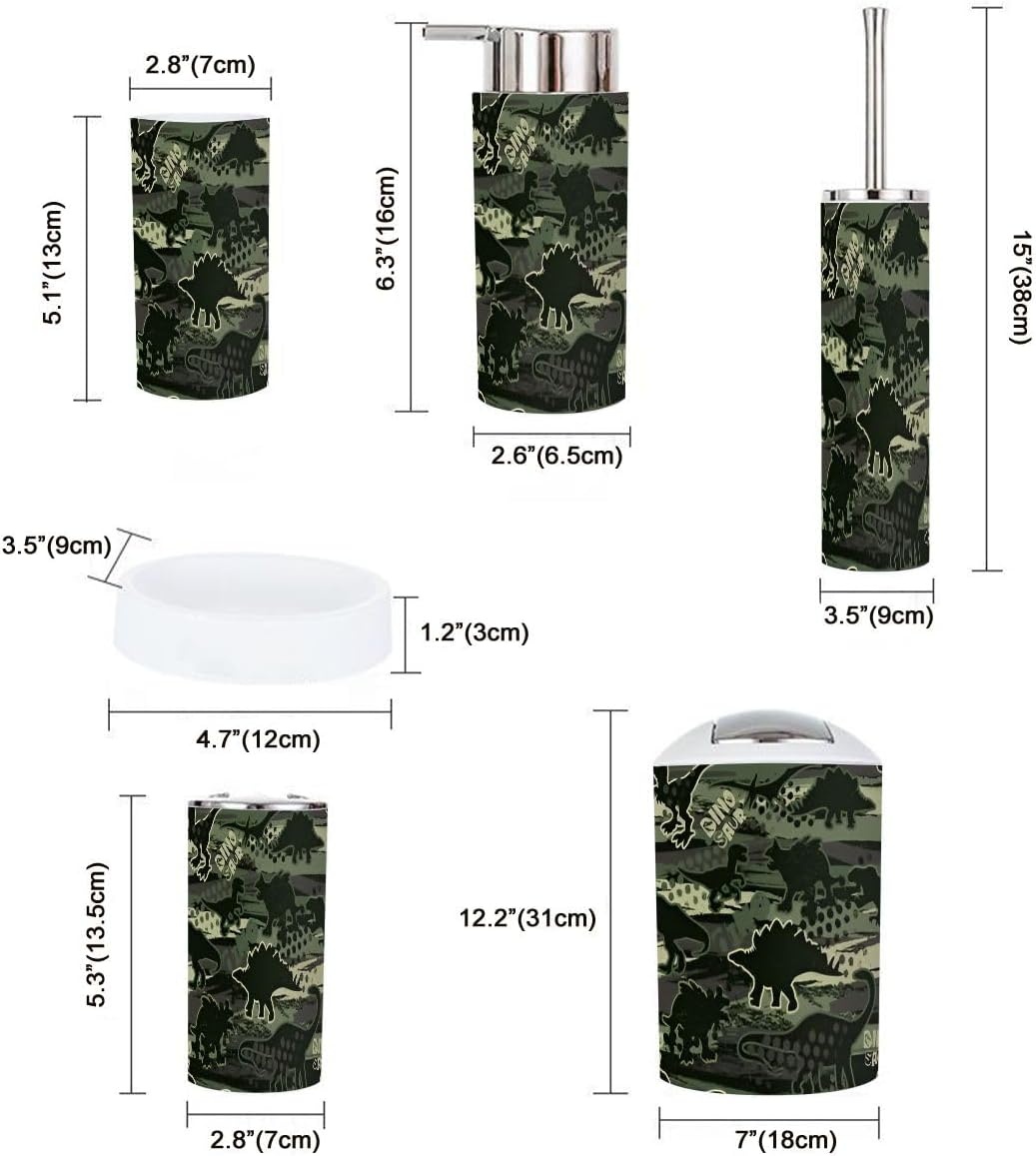 Bathroom Accessories Set 6 Pcs - Dino Pattern Design