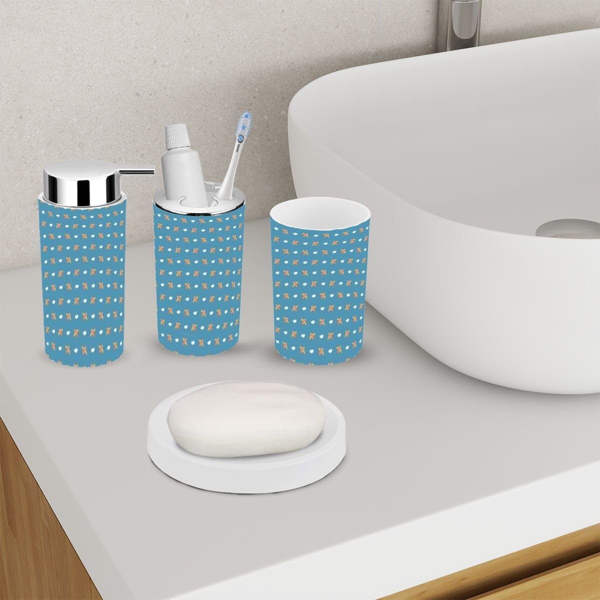 XNGJEMVWXO Bathroom Accessory Set - 6 Piece Cute Organizer Kit