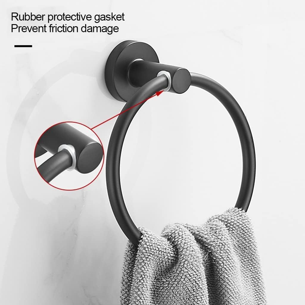 Black Round Stainless Steel Hand Towel Holder