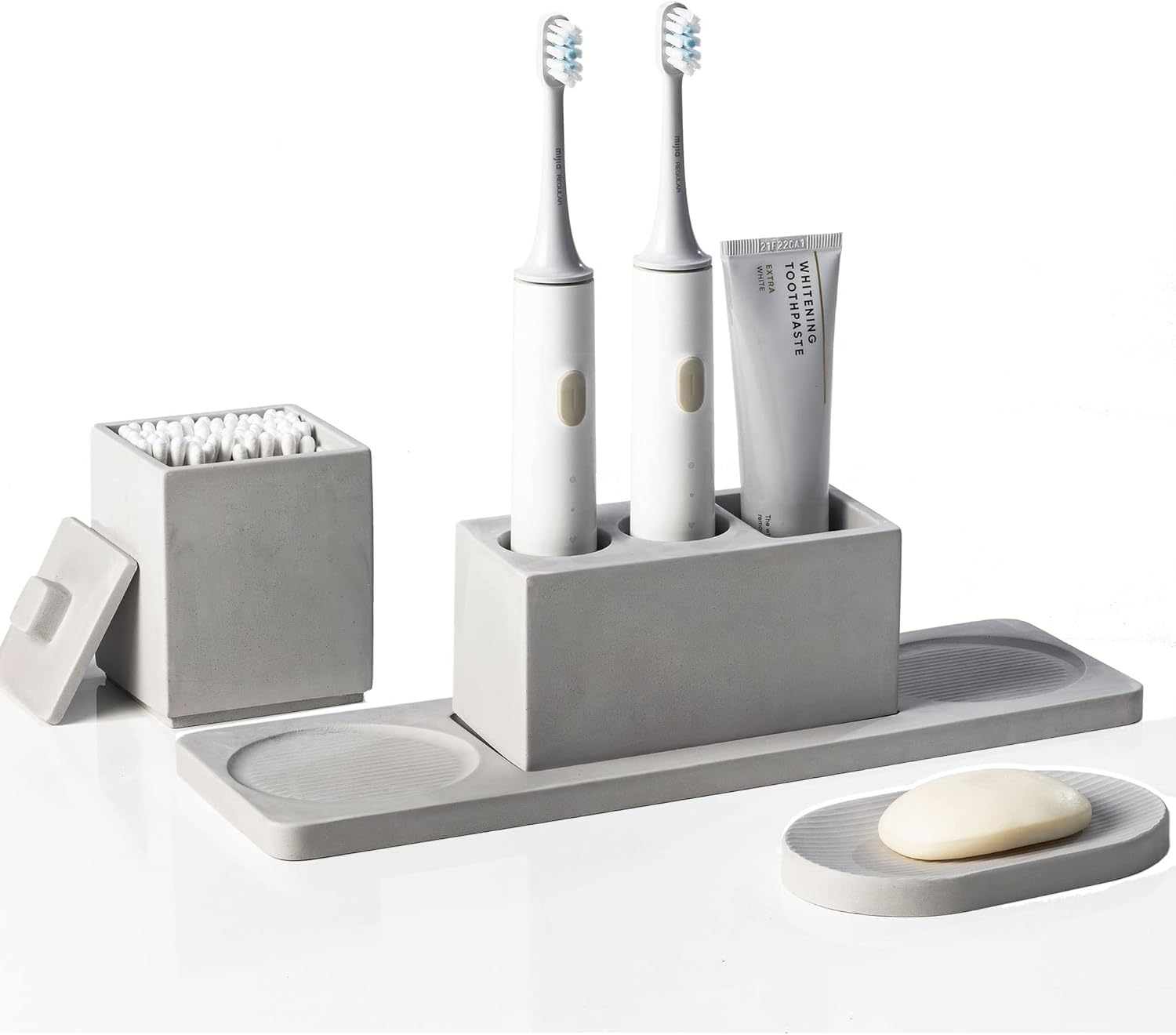 AUSAULAC Sturdy Diatomite Bathroom Accessory Set in Grey