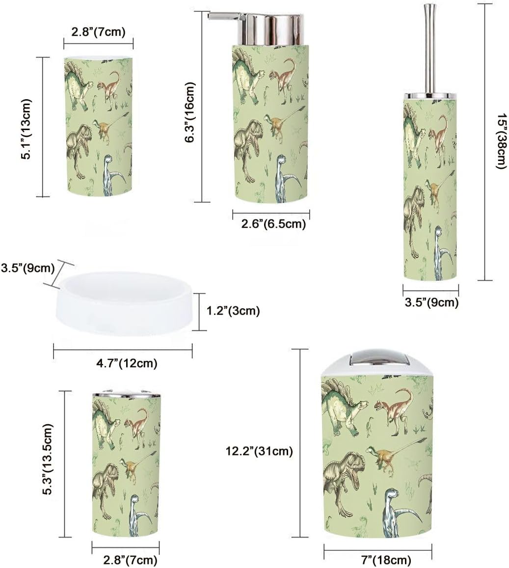 Dinosaur Pattern Bathroom Accessories Set 6 Pcs vol II