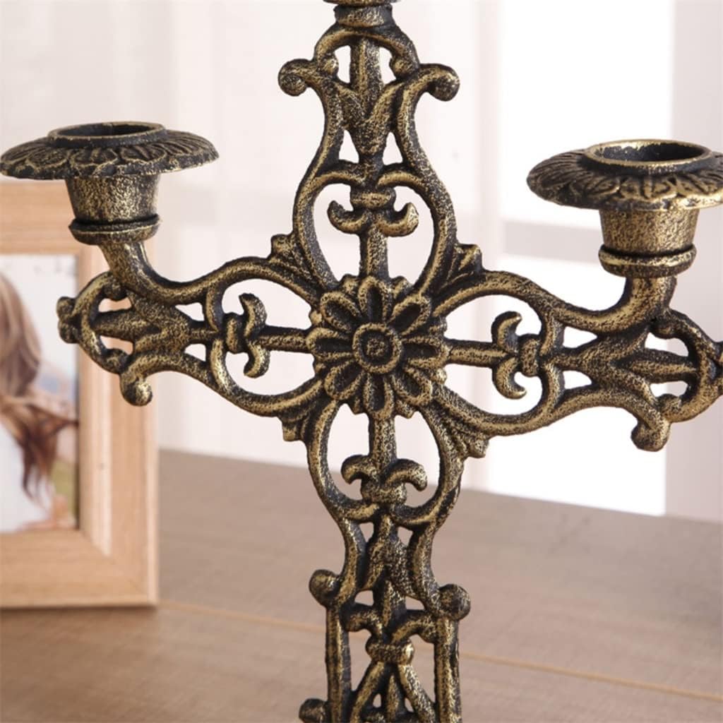 Beautiful European-Derived Cast Iron Three-Head Candle Holder