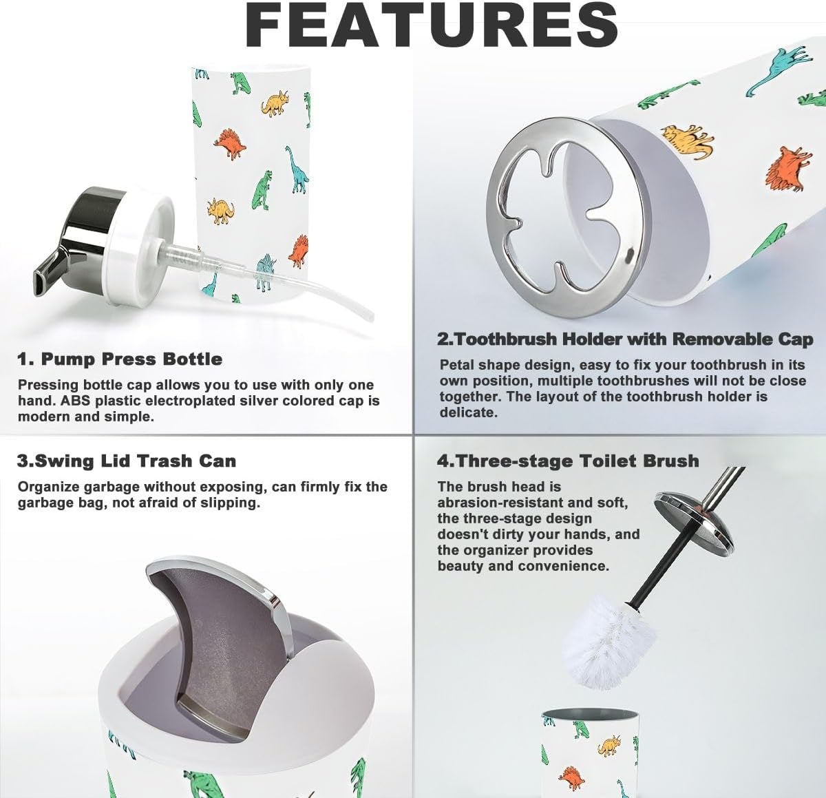 Complete Bathroom Accessories Set -- Durable Stylish for Your Daily Needs