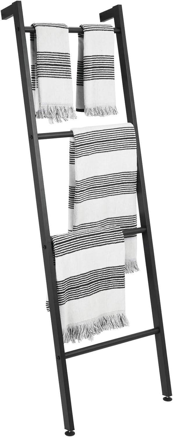 mDesign Decorative Wall Towel Rack with 4 Levels - Matte Black