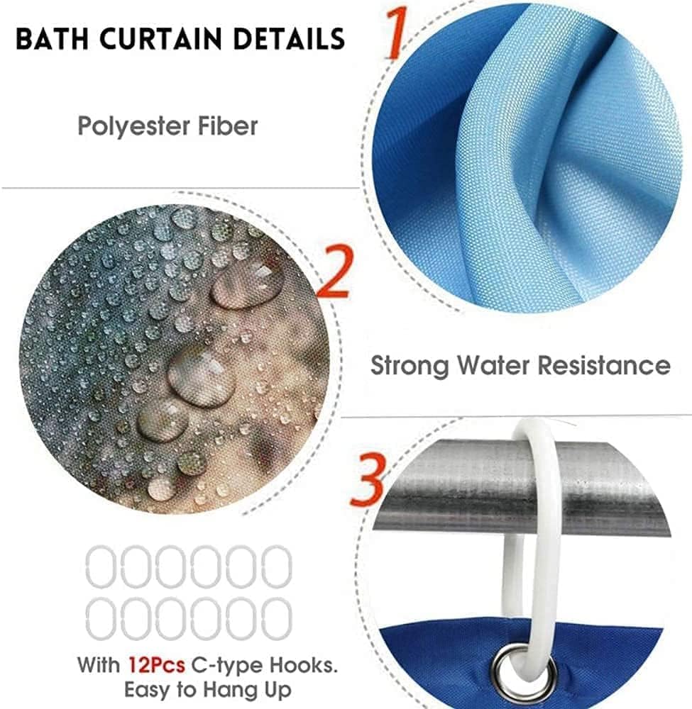 DDS-DUDES 4Pcs Christmas Shower Curtain Set for Kids Bathroom