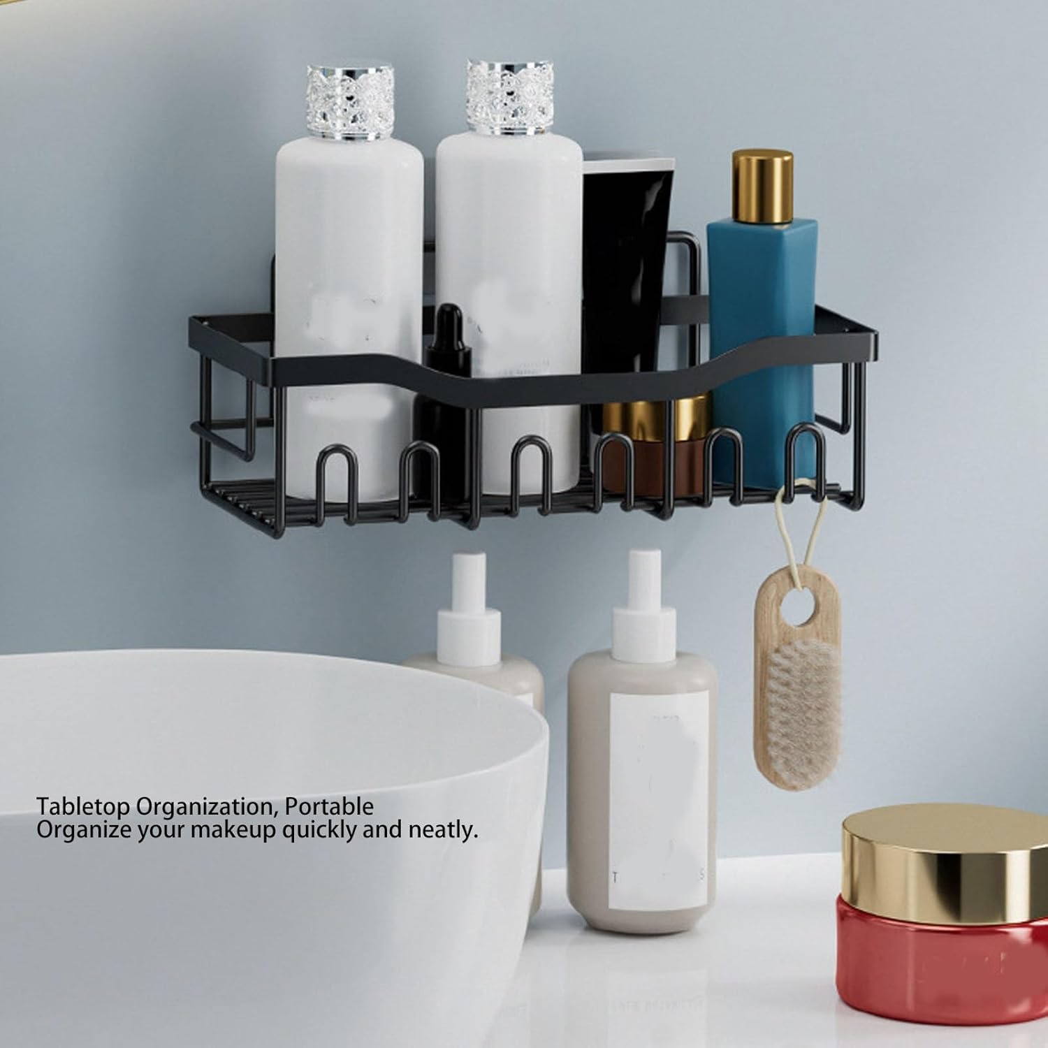 Corner Shower Caddy with Adhesive Stickers for Bathroom