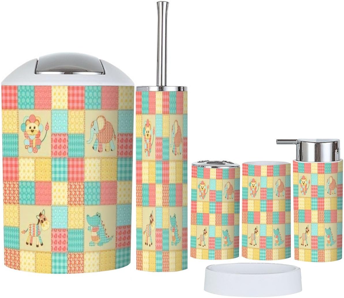 African Animals Bathroom Accessories Set 6 Pcs