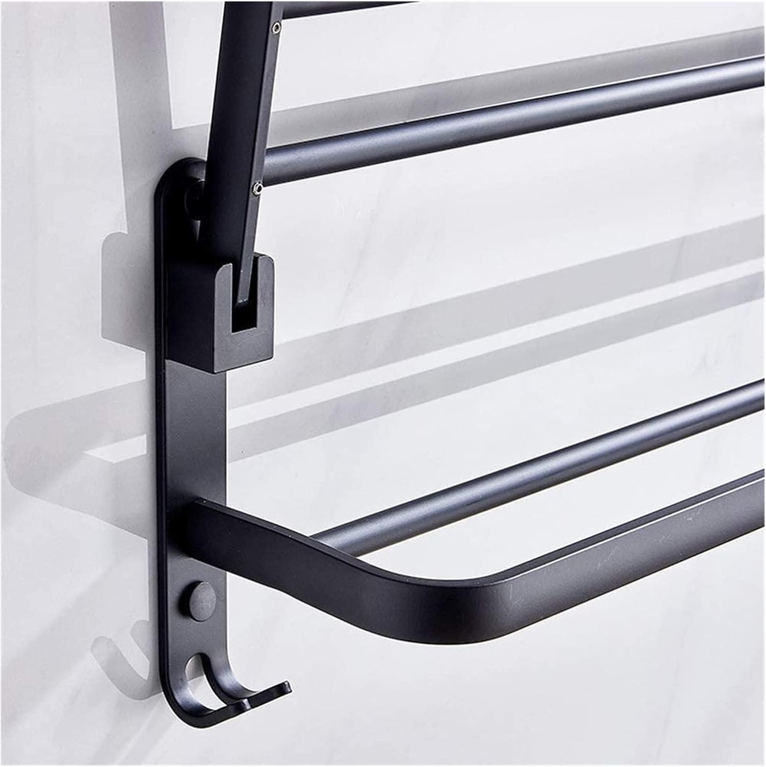 Space-Saving Towel Rail Black Oil Brushed Aluminum Alloy Towel Rack