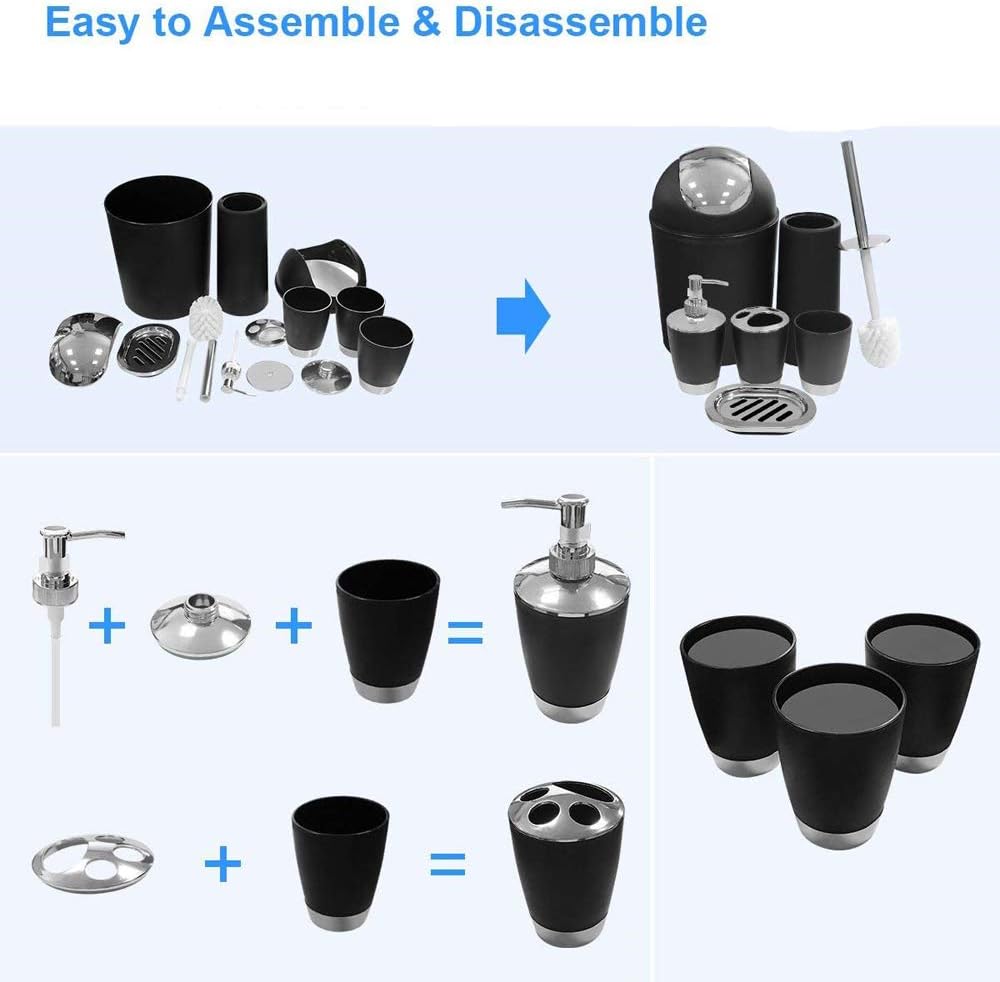 Funwill 6-Piece Plastic Bathroom Accessory Set