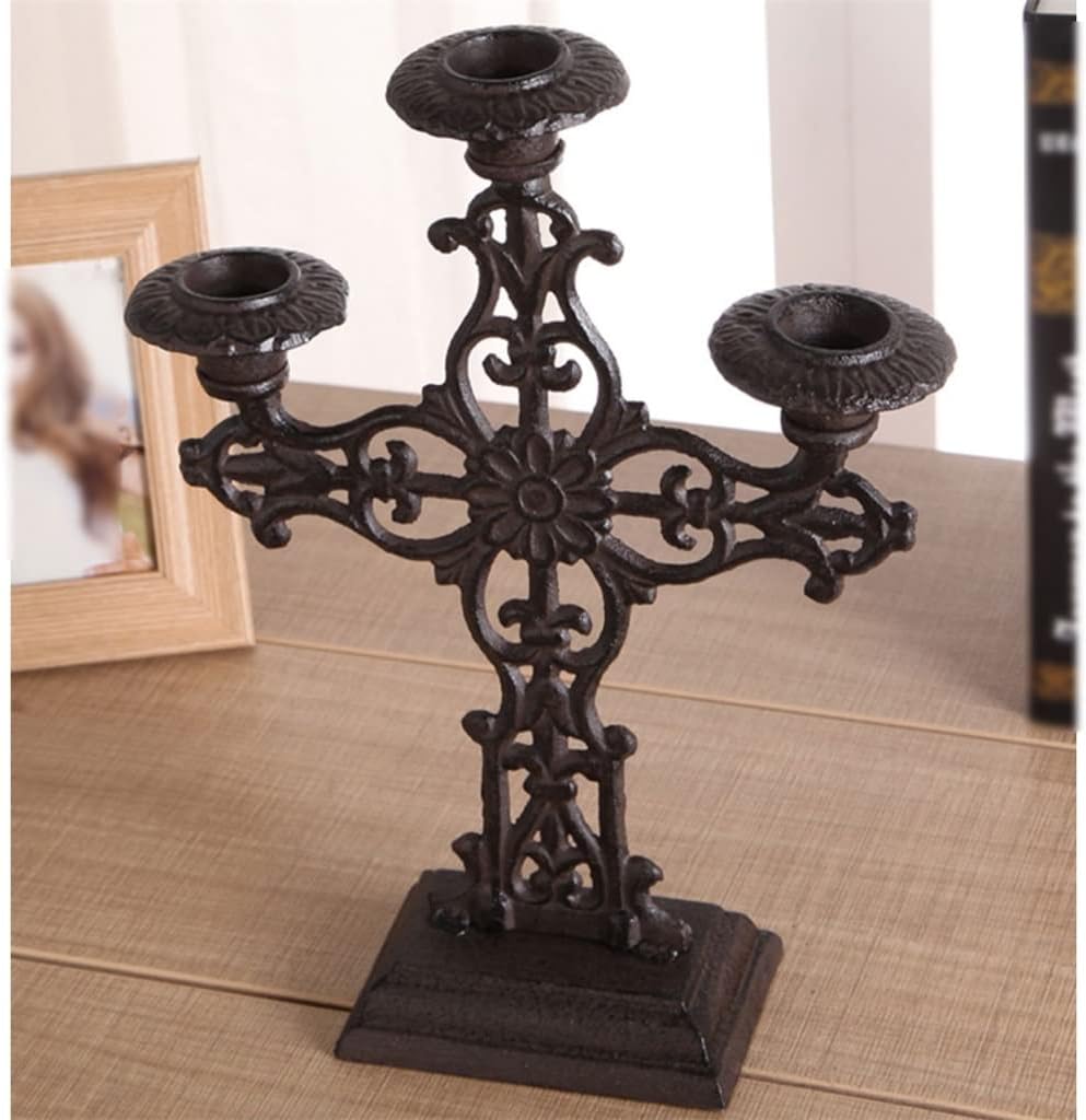 VejiA Cast Iron Candlestick Holder Vintage Design