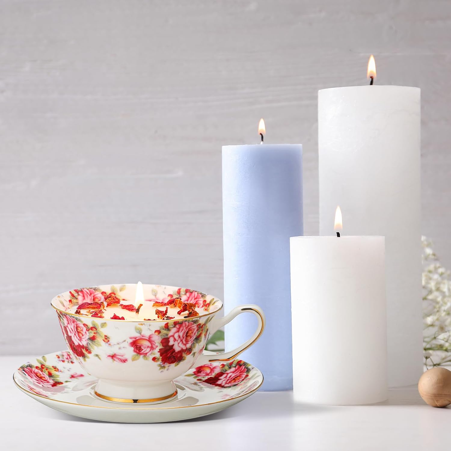 Floral Tea Cup Candle for Women Mothers Day Gift