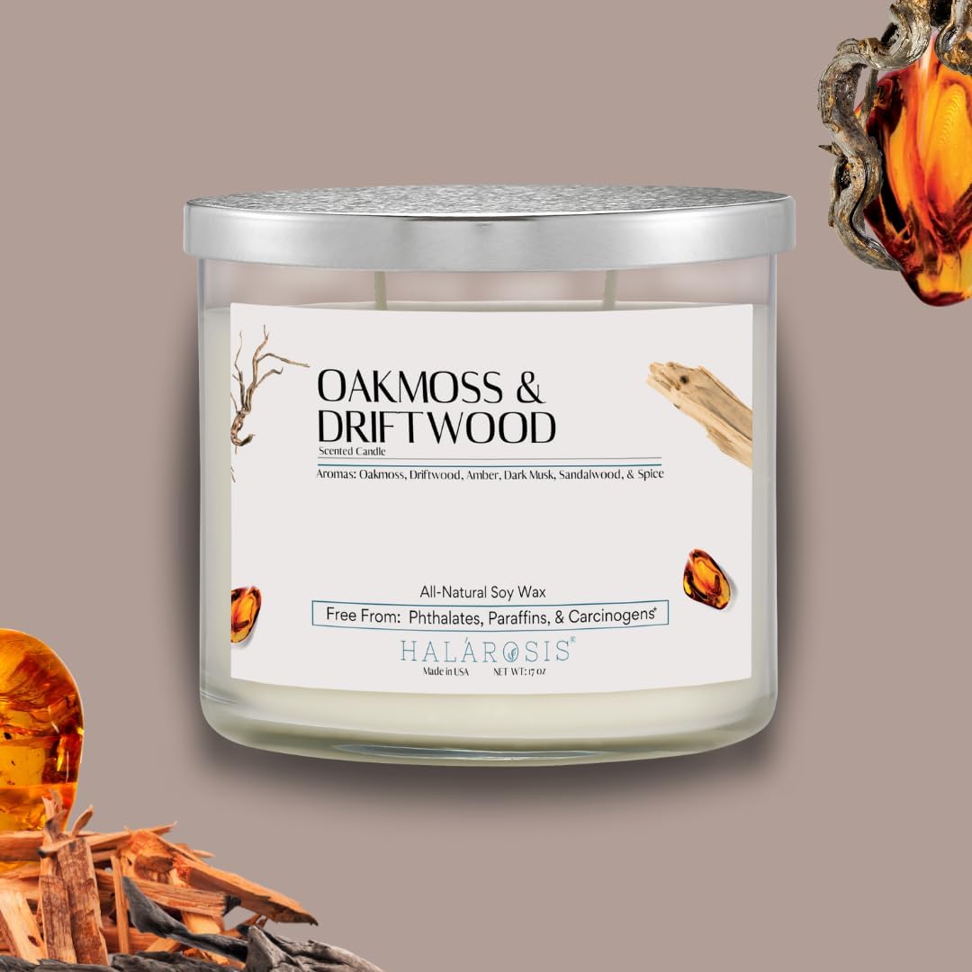 17 oz Oakmoss Driftwood Soy Candle