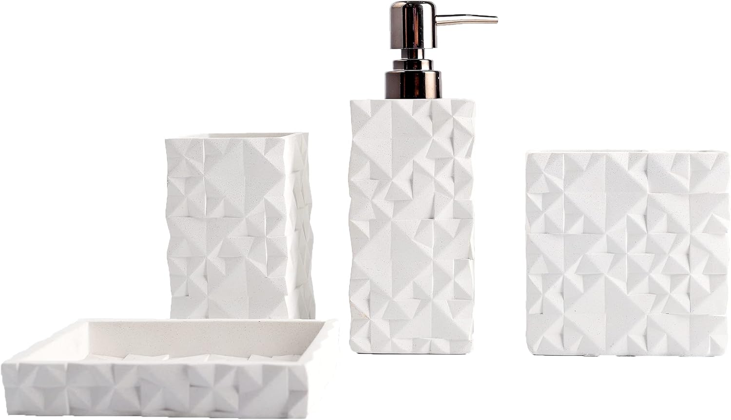 Nestled Pure Resin 4-Piece Bathroom Accessories Set for Luxurious Style