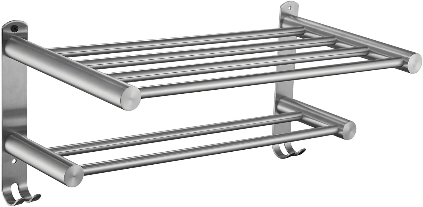 Leekayer Double Layer Towel Rack 40cm Brushed Nickel