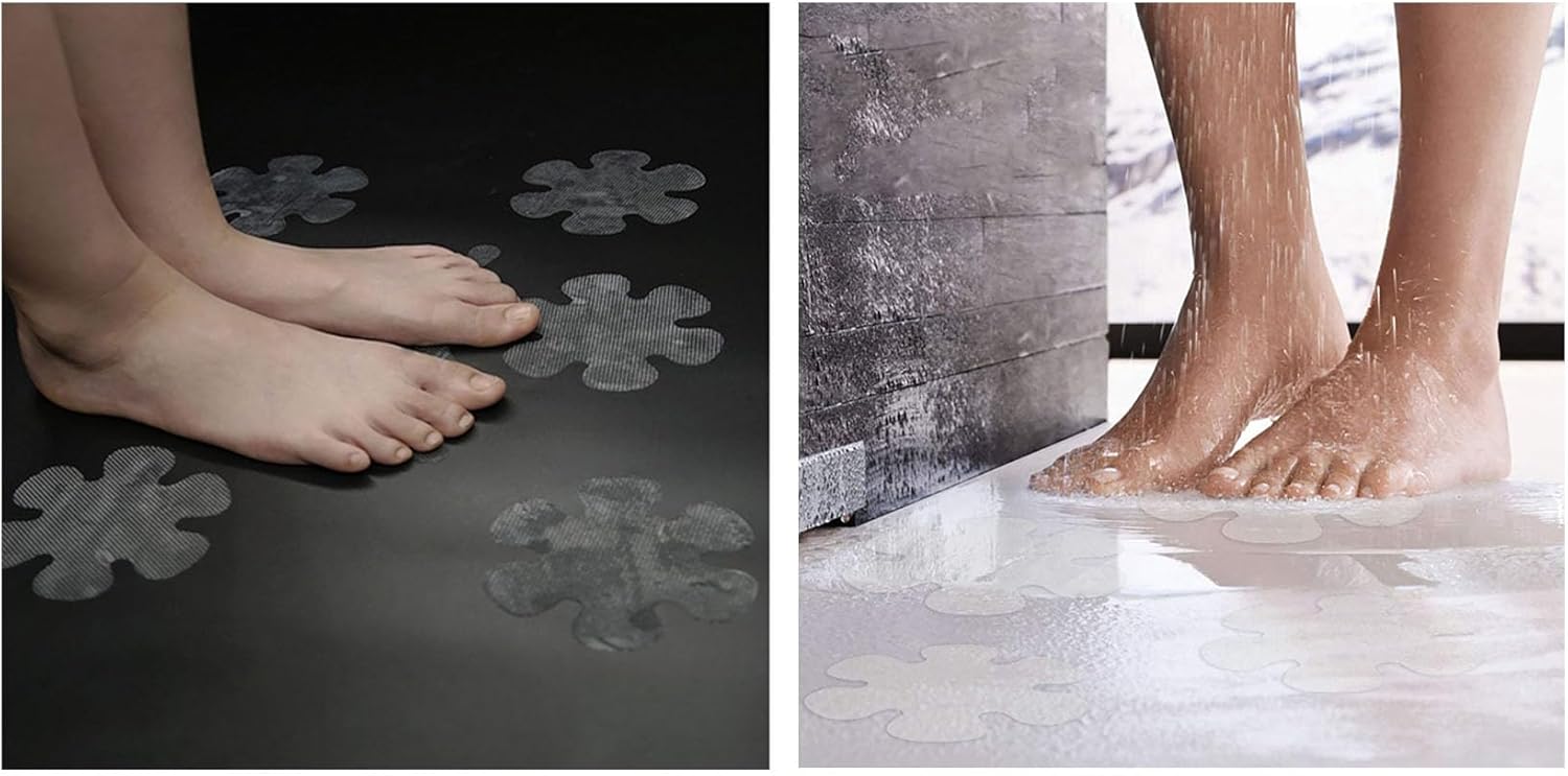 Anti-Slip Shower Stickers 20PCS Non-Slip Bathtub Treads with Premium Scraper