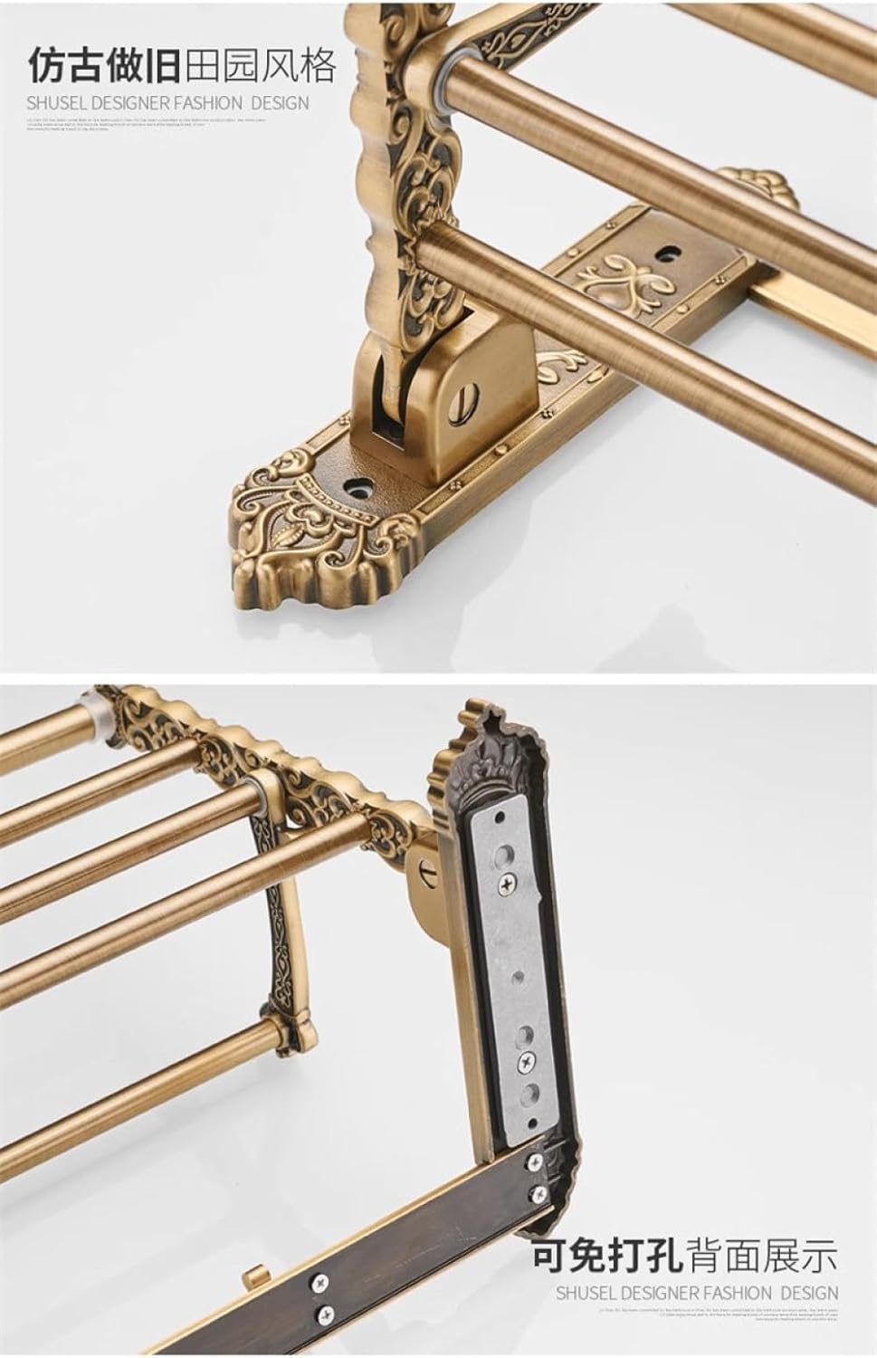 Antique Bronze Aluminum Bathroom Towel Rack with Modern Design