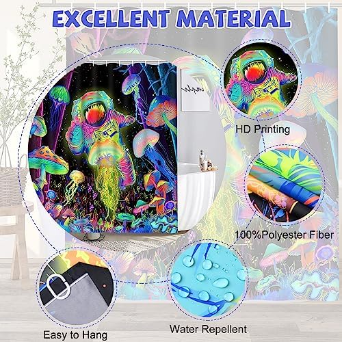 Alishomtll Blacklight Astronaut Kids Shower Curtain Set with Rugs