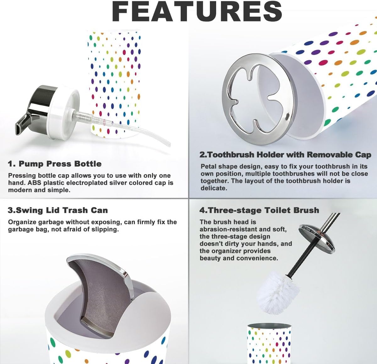Pride Rainbow 6 Pcs Bathroom Accessories Set