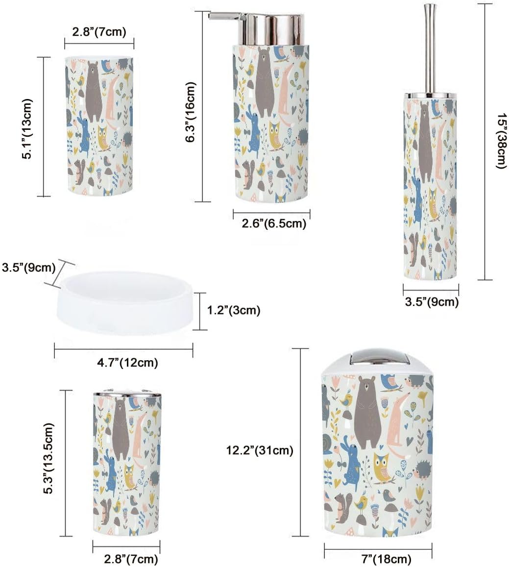 Seamless Forest Bathroom Accessories 6 Pcs