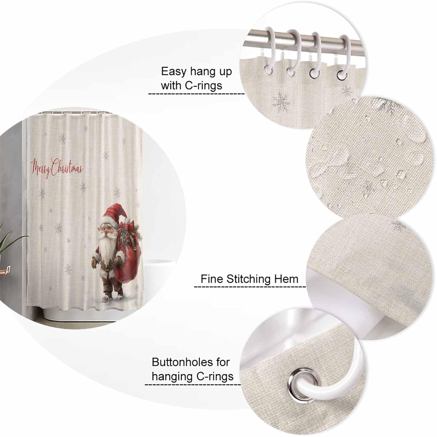 4-Piece Christmas Bathroom Set Retro Santa Accessories