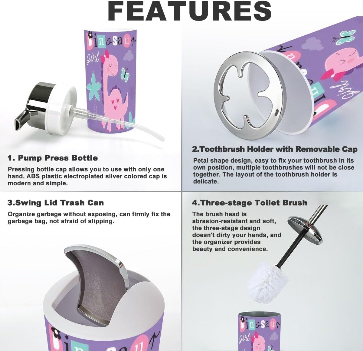 JBNJANKDAV Dino-Bath Kit 6 Pcs Set