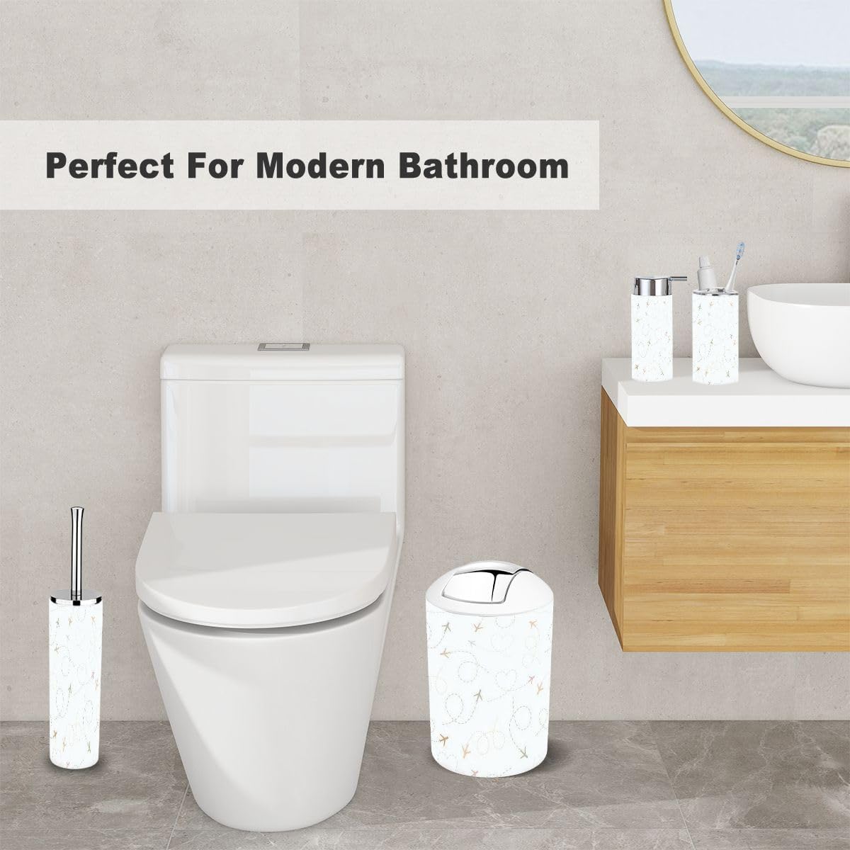 Bathroom Accessories Set Child Plane Color