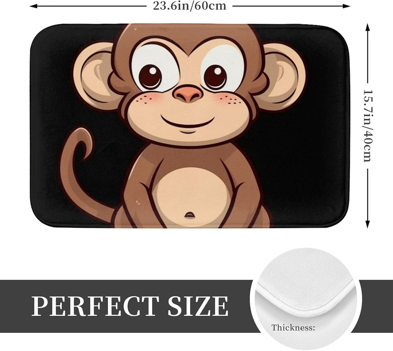 Cartoon Brown Monkey Front Door Mat 236x157