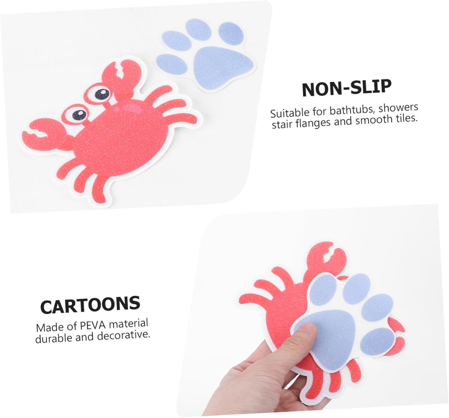 VOSAREA 8Pcs Cartoon Bathtub Stickers Self Adhesive Non Slip Decals