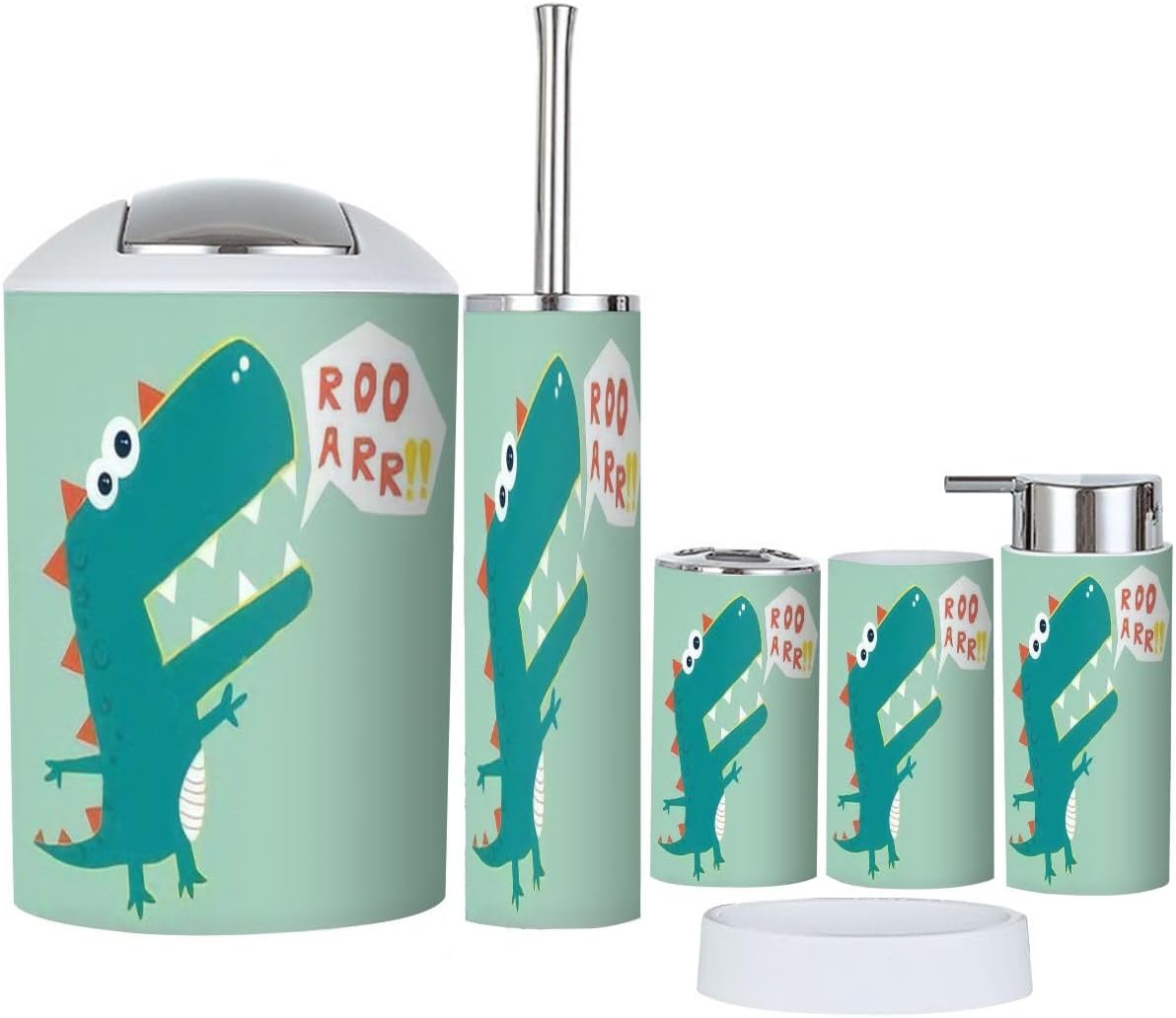 JBNJANKDAV Dinosaur-Themed 6-Piece Bath Accessories Set for Kids
