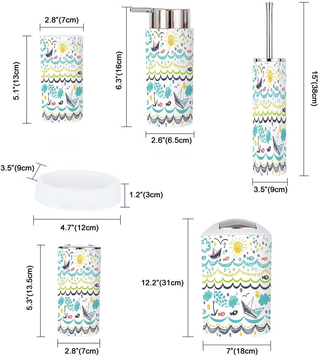 Bathroom Accessories Set 6 Pcs Durable Modern Decor