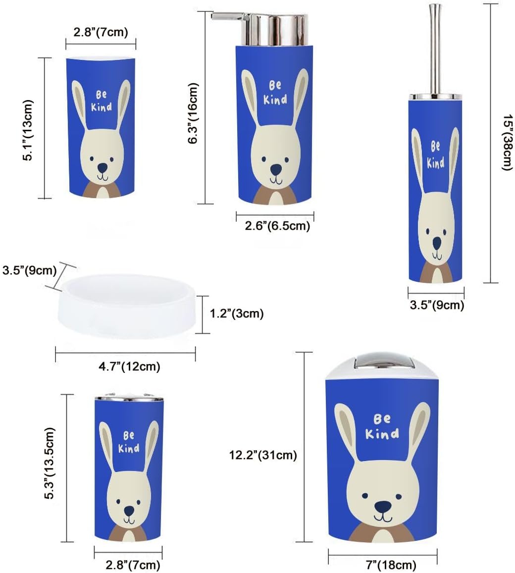 Bathroom Accessories Set 6 Pcs Nursery Wall Art Animals