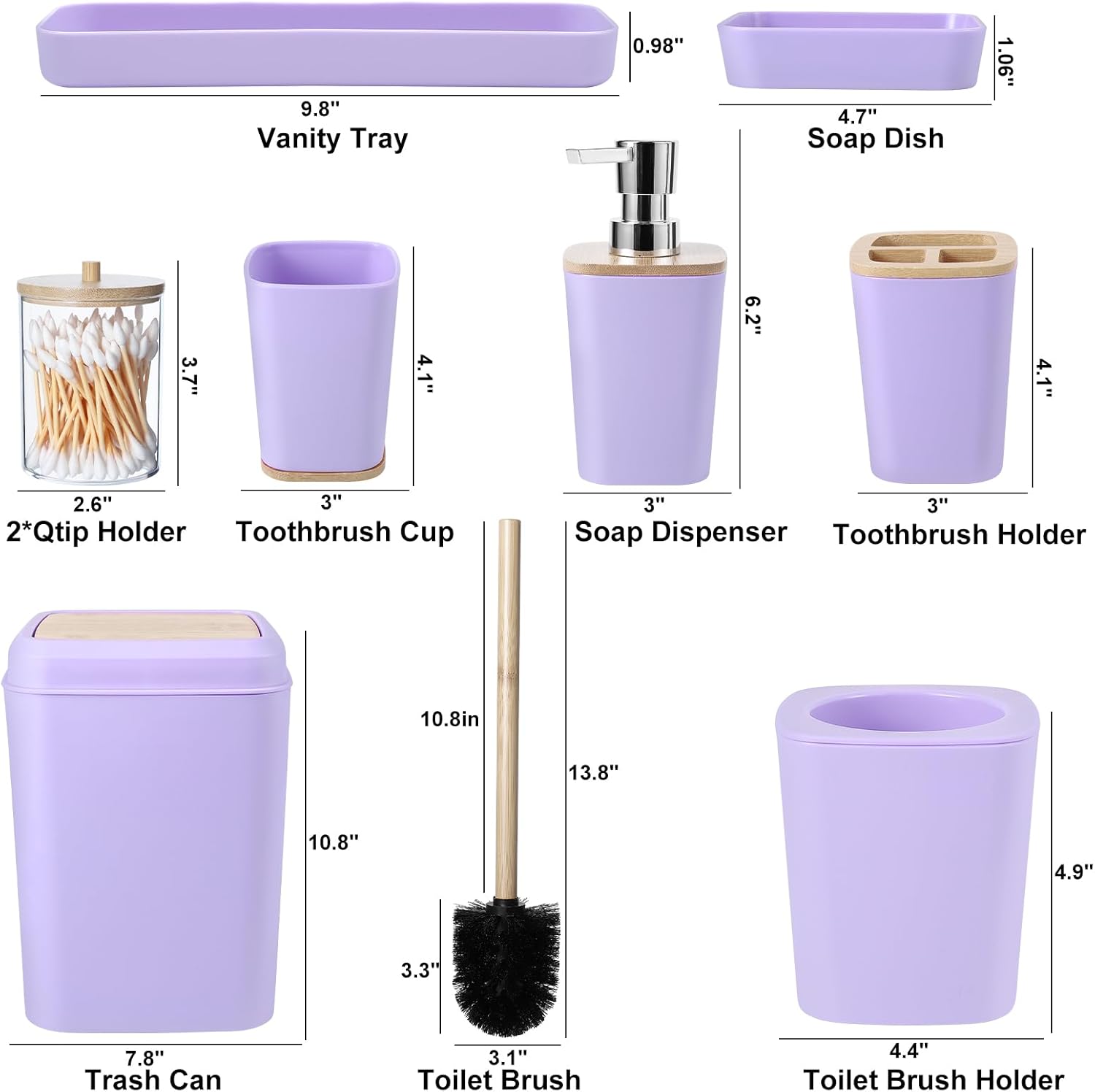XLHOMO Purple Bathroom Accessories Set 9 pcs