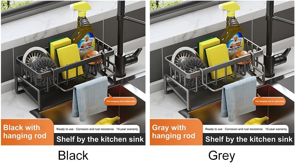 Bibabala Corner Sink Drain Rack Holder Black