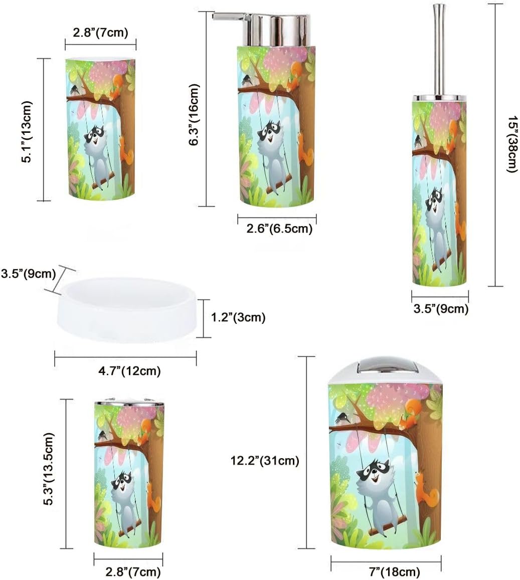 Hilarious Bathroom Set 6-Piece Raccoon Squirrel design