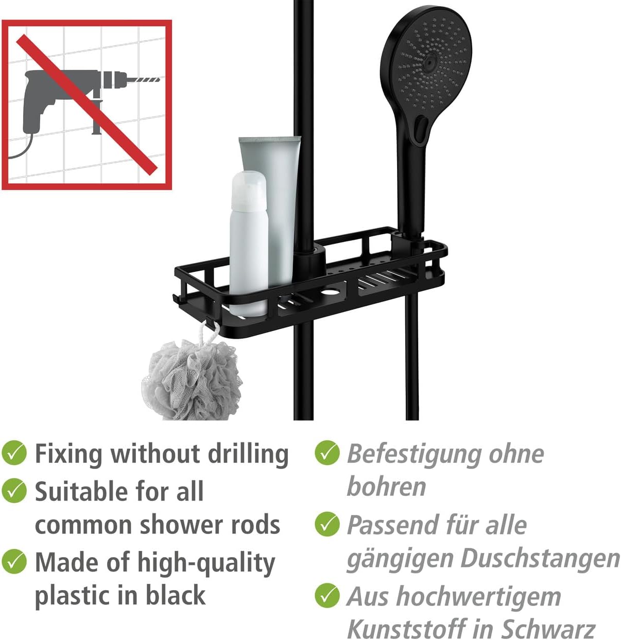 WENKO Libert Black Shower Caddy