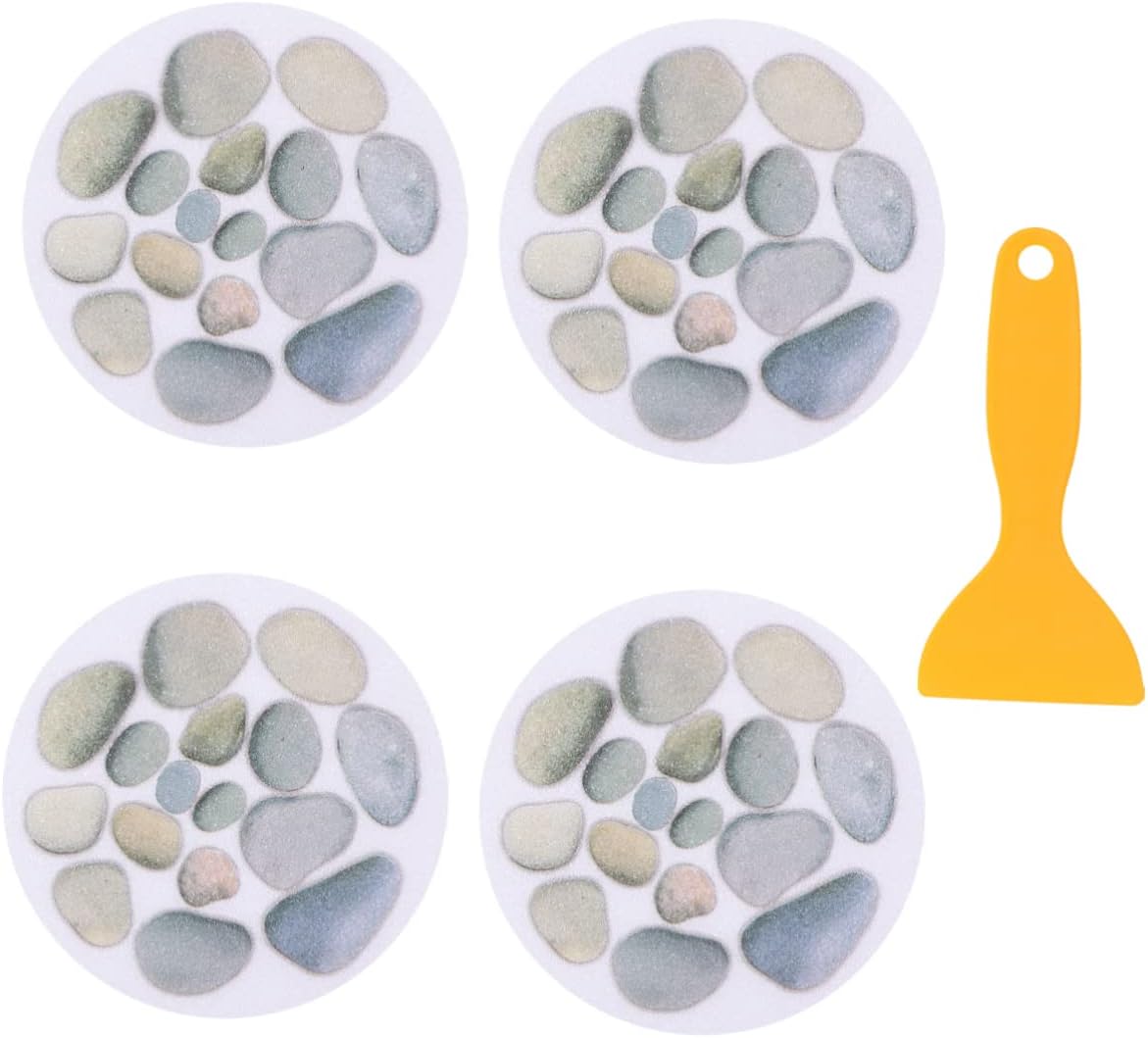 4-Piece Diameter Stone Pattern Bathtub Non-Slip Stickers