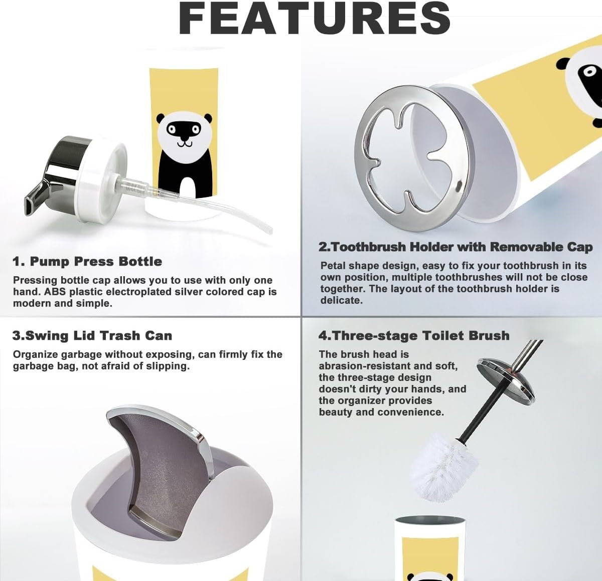 Bathroom Accessories Set 6 Pcs Modern Decor 1