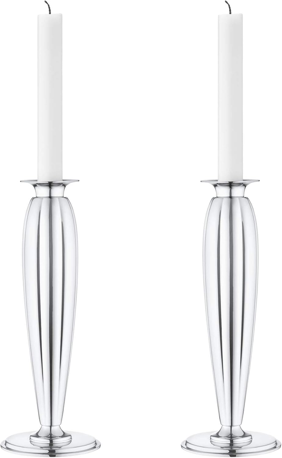 Georg Jensen Bernadotte Candleholder Set 2-Piece - Elegant Pair of Timeless Candleholders