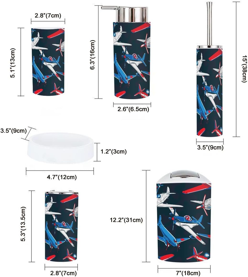Retro Airplane 6-Piece Bathroom Accessory Set