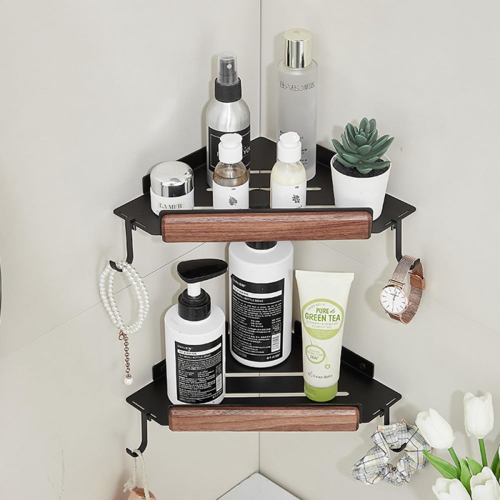 Double Towel Bar Aluminum Alloy Modern Black Design
