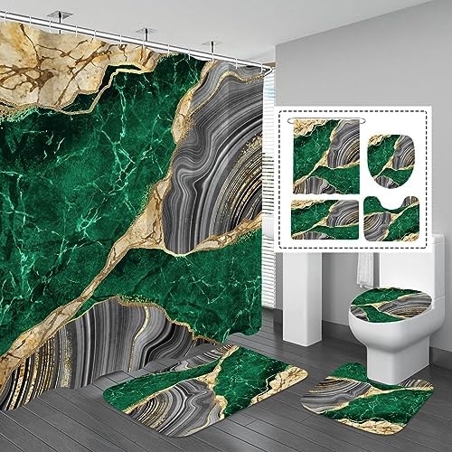Elegance 4-Piece Marble Shower Curtain Set