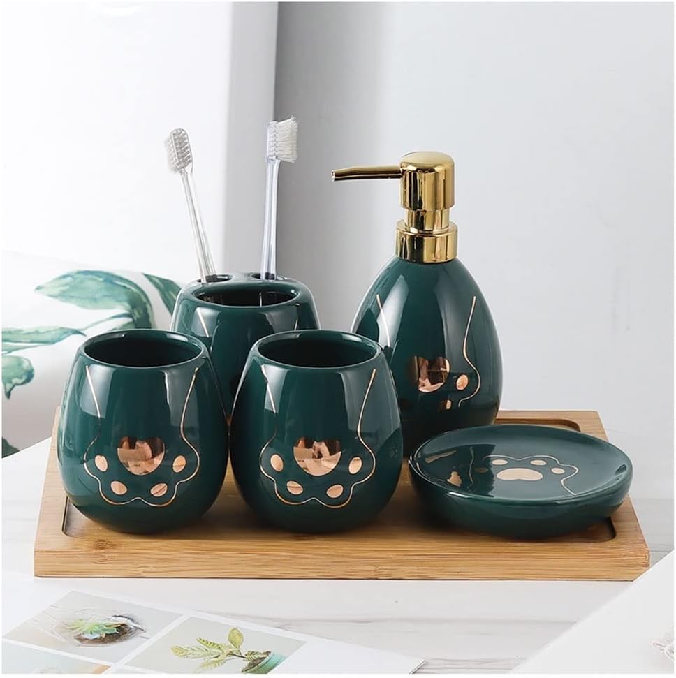 Moisture Six-Piece Ceramic Bathroom Set With Tray