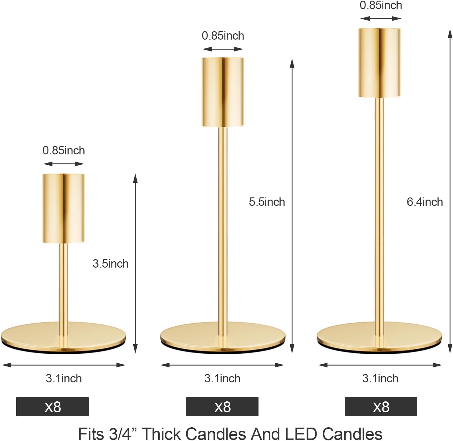 French Gold Taper Candle Holder Set