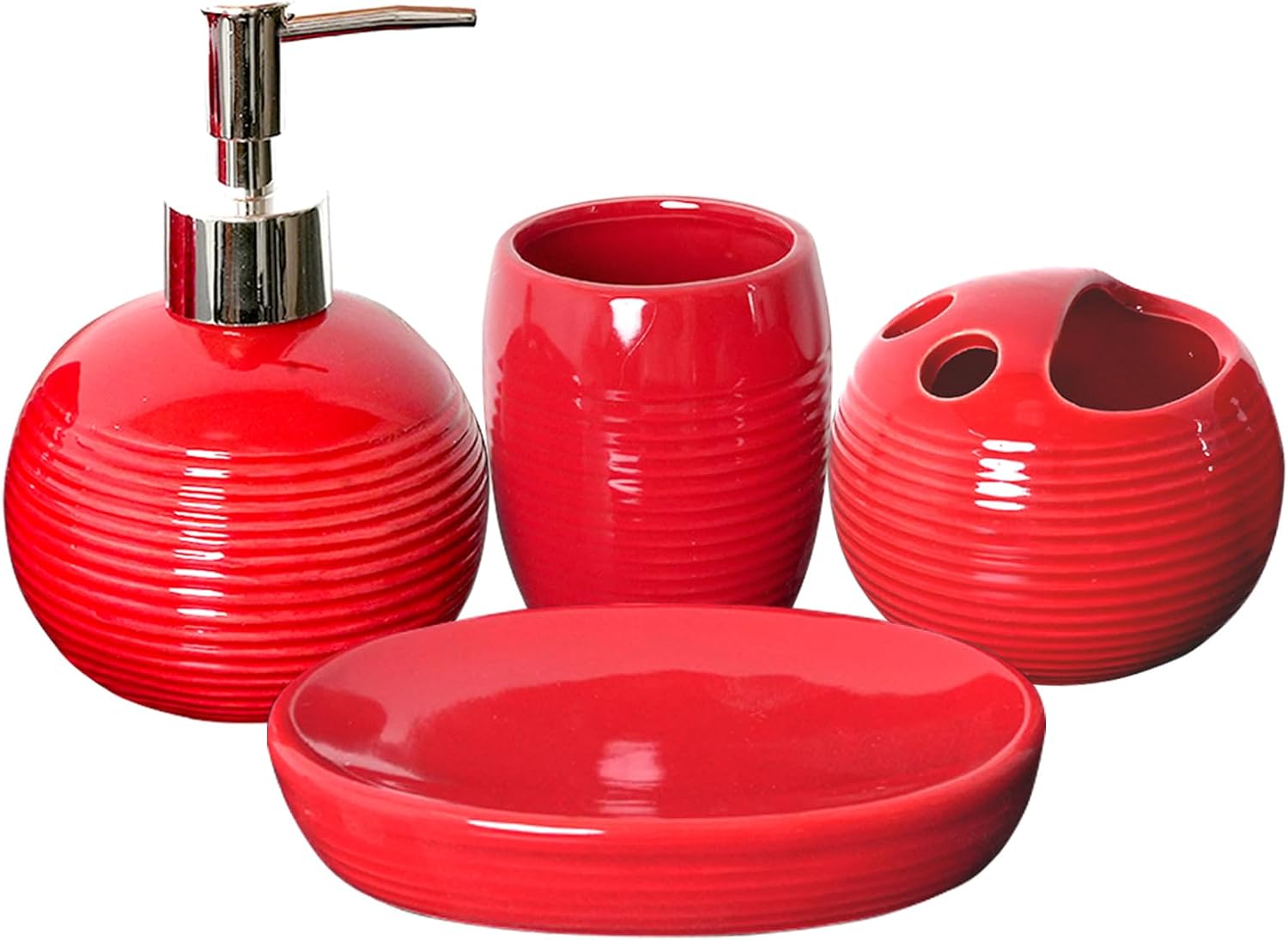 4-Piece Ceramic Bathroom Accessory Set