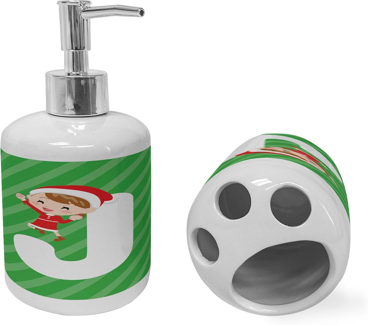 JHappy Ceramic Toothbrush Soap Dispenser Set