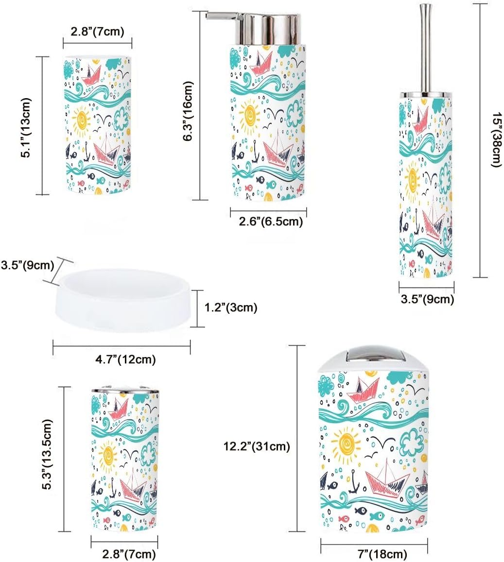 Stylish 6 Piece Bathroom Accessory Set with Decorative Design