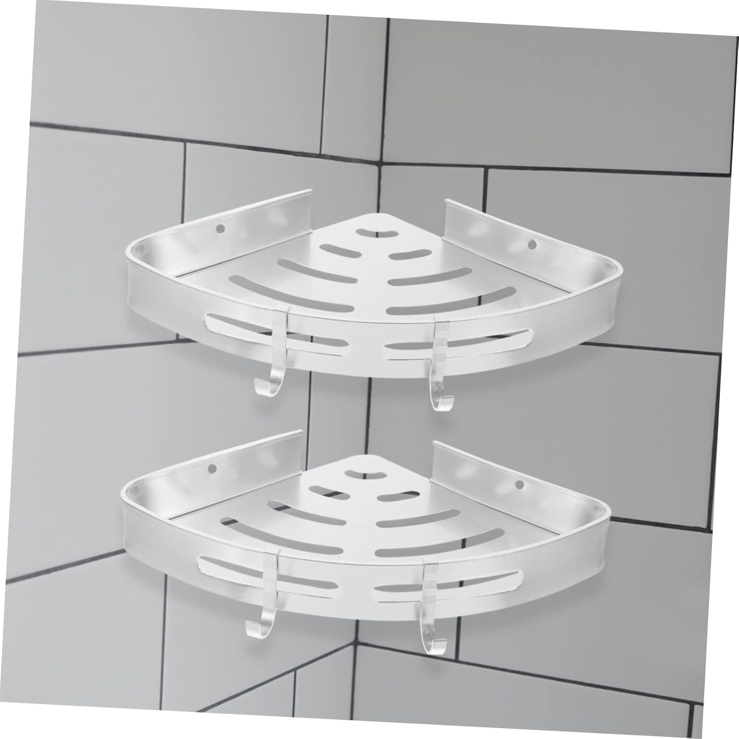 1Set Adhesive Shower Organizer Shelves for Shampoo and Conditioner